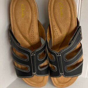Clark's Wide Width Yacht Coral Leather Comfort Sandal Size 11W